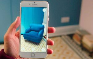 augmented reality explained blue chair added to room