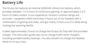 Oculus Go Battery Life