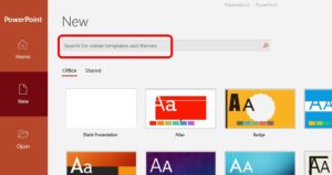 Office 365 PowerPoint Word Search For Online Templates Greyed Out