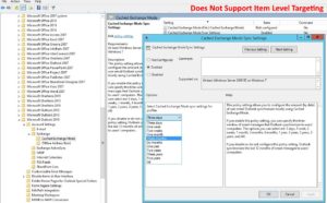 outlook cached mode does not have level targeting gpo