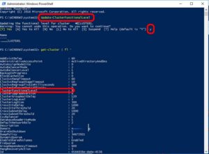 Update-ClusterFunctionalLevel